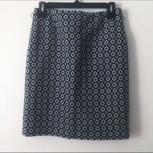 Worthington Navy & White Pencil Skirt w/ Pattern